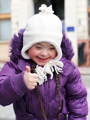 happy girl giving thumbs up